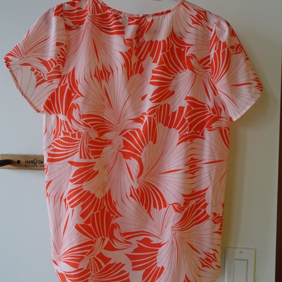 J.Crew Factory orange pink neon floral tulip flutter sleeve top XS 0 - Picture 9 of 10